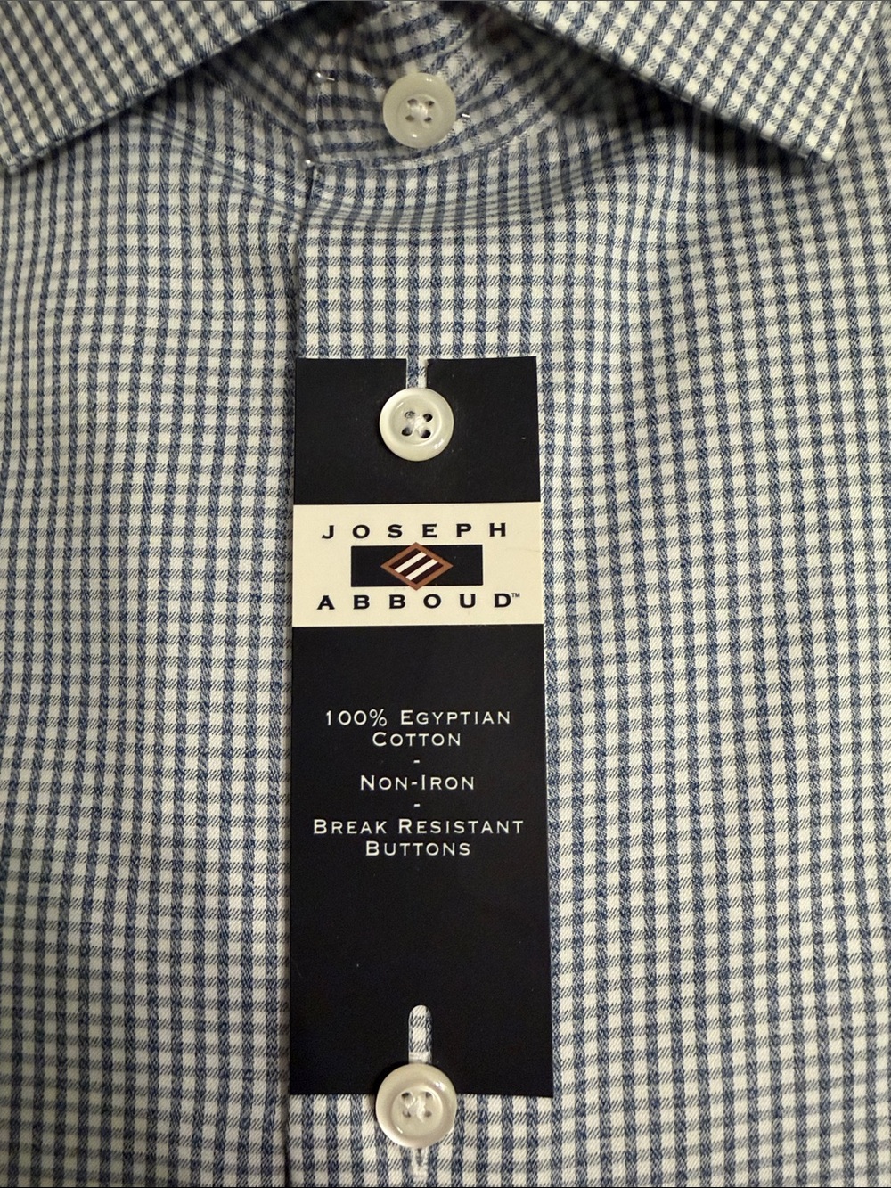 Joseph Abboud Men’s Blue and White Mini-Check Dress Shirt - Picture 3 of 5